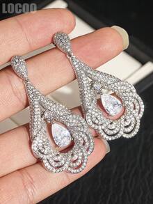 1 Đôi bông tai dáng dài đính đá Cubic Zirconia tuyệt đẹp dành cho nữ, thích hợp làm quà tặng đám cưới, lễ đính hôn, kỷ niệm, tiệc tùng hoặc quà Valentine. - 1 # - Xem 5