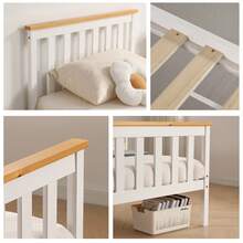3ft Single Wooden Bed Frame In White With Caramel Bar - White With Caramel Bar - View 5
