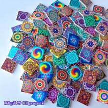 150克/5.29盎司曼陀罗花卉图案夜光马赛克玻璃装饰品，3D精美马赛克瓷砖，多种颜色和图案可选，适用于家居、庭院、楼梯、花园装饰、DIY工艺品、艺术花卉图案，夜光效果带来独特的视觉冲击，DIY马赛克工艺套装 - 新夜光 - 查看 17