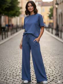 Casual Pocket Button Wedding - Navy Blue - View 1
