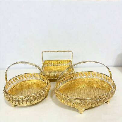 Moderne europäische Metallschalen, runde und quadratische Aufbewahrungskörbe, dekorative Tabletts, geeignet zum Abstellen von Gegenständen im Wohnzimmer, Empfangsbereich und anderen Räumen