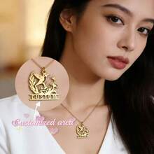 1PC Custom Chainless Keychain Custom Golden Hummingbird Flower Necklace Ladies Stainless Steel Nameplate Jewelry - Exquisite Birthday Gift - Multicolor - View 1