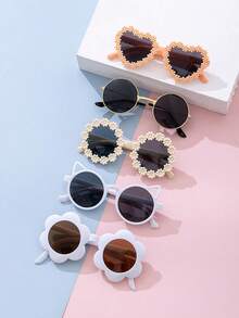 8 Pieces - New Children's Eyewear Set, Cute Little White Flower Eyewear, Various Styles Of Eyewear Sets - Suitable For Outdoor Use. Fashionable Props For Taking Photos On The Beach And By The Sea - Multicolor - View 2