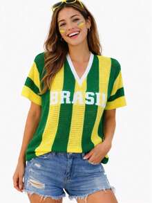 Blusa Crochê Feminina Brasil Tricot Oversized Verão Moda Copa  Brilhante    Esportes e Fitness    verão - Verde - Visão 2