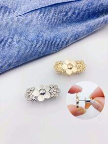 1对/2对金属腰带延长扣，无需缝纫，适用于牛仔裤腰部，可调节裤扣，佩戴方便 - 腰部扣 - 查看 4