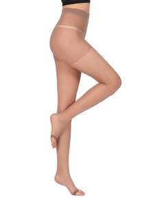 1双女士性感露趾超薄连裤袜，踩脚裤袜 - 咖啡棕 - 查看 3