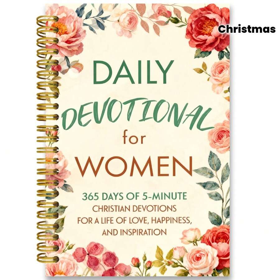 Women'S Daily Devotion Annual Diary | Pink Brown Flower Elements, 365 Days Of 5-Minute Christian Devotion, Lined Paper, Includes Daily Meditation, Group, Christmas & Daily Gifts Faith Life Notebook - A - View 1