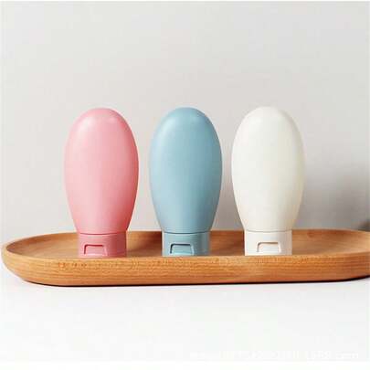 3pcs Travel Bottle Set, 60ml Travel Bottles And Containers, Small Mini Empty Plastic Squeeze Bottles For Travel Toiletries, Shampoo And Conditioner, With Storage Bag