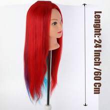 High Temperature Silk & Acrylic Mixed Hairstyle Practice Mannequin Head, Can Be Curled & Trimmed, Wig Training Head - View 2