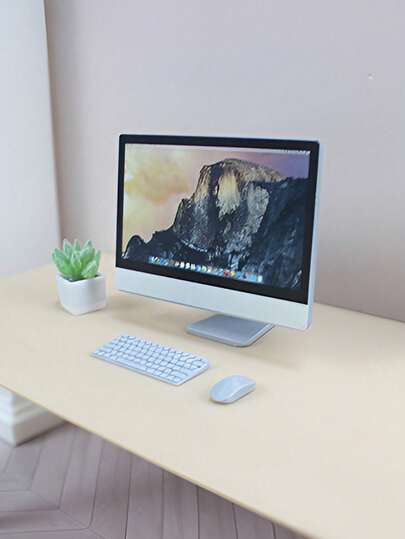 迷你电脑模型，逼真的一体式桌面装饰，配有键盘和鼠标 - 非常适合娃娃屋装饰