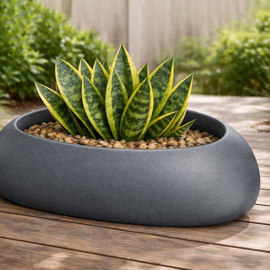 Interior Yeke Rotomolded Flower Pot, Graphite, 50x40x24 - C - View 1