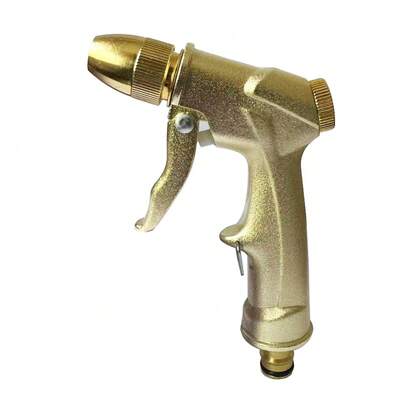 [Multi-Use Garden Water Gun] A High-Pressure Water Gun With 4 Spraying Modes, Made Of Golden Brass Nozzle, Suitable For Garden Hose, Lawn Washing, Watering, And Car Washing Tool.