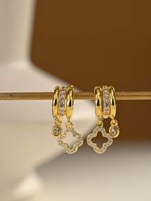 18K Gold Plated Elegant & Cute Earrings, Suitable For Daily Wear And Gatherings - Gold - View 3