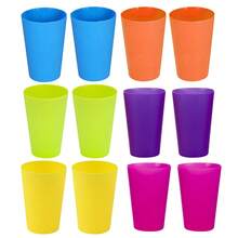 Kid's Cups, 12pcs 250ml Plastic Cups, 6 Colors Reusable Hard Plastic Drinking Cups, Suitable For Birthday Parties, Gatherings And Picnics - Multicolor - View 7