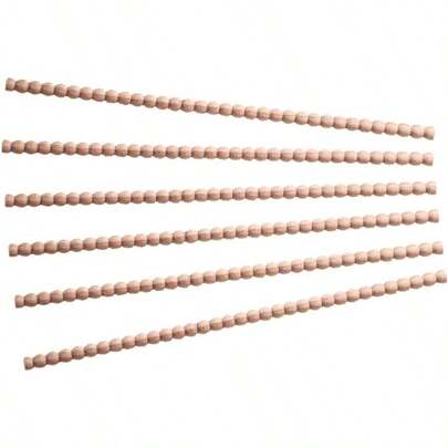 6Pcs Decorative Beaded Wood Trim, Half Round Beads Wood Trim Molding, 3D Pattern Semi - Bead Decorative Wooden Trims, Wooden Bobbin Molding Sticks, Deco Home, Wall, Shelf, Window, Door Decor