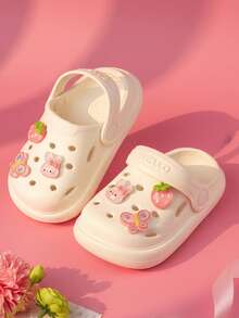 HAHABOBO Dép lê trẻ em màu trắng mới với họa tiết dâu tây 3D, chất liệu EVA, dép xăng đan dễ thương màu hồng cho bé gái, thoải mái, nhẹ, kín mũi, thích hợp cho trong nhà, tắm, ở nhà, ngoài trời, bãi biển, du lịch, trường học, vườn, mọi mùa. - trắng - Xem 2