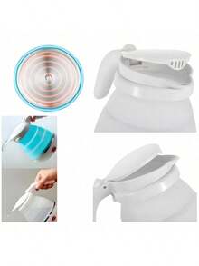 Hervidor Tetera Eléctrica Portatil Viaje Plegable Silicona Tipo Cafetera Estilo Jarra De Grado Alimenticio Calentador 6 Minutos Agua Caliente Rapida Ahorra Espacio Liviana Ligera Moderna Ideal Para Cualquier Lugar Casa Oficina Escuela Vacaciones W4100 Blanco - Blanco claro - Ver 5