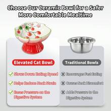 Ceramic Slow Feeder Cat Bowl, Elevated Pet Food Bowl For Cats & Small Dogs, With Slanted Opening, Helps Slow Down Fast Eaters, Non-Slip Base, Strawberry Country-Style Design For Dry & Wet Food - Strawberry Slow Feeder Bowl-pink - View 7