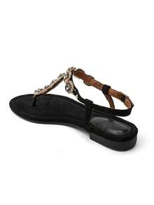 Sandalia plataforma con novias decorativas en pierres colorées - NEGRO 9803 - Ver 3