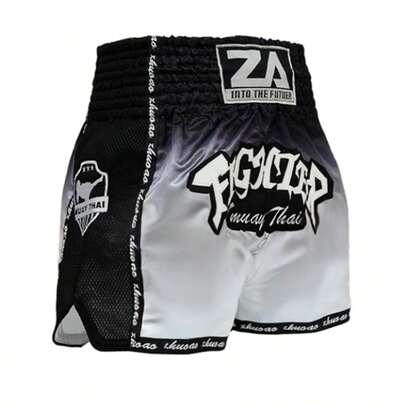 Embroidered Black Boxing Shorts, New Men's Muay Thai Shorts, MMA Shorts, Sports Shorts For Competition And Training