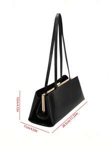 Women's Retro Style Clip Bag, Suitable For Daily Commute, Travel, Shopping - Black - View 3