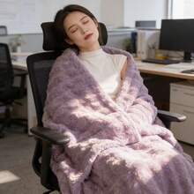 180cm*200CM   Manta de Felpa Gruesa con Textura de Rayas – Suave y Cálida para Invierno - Morado - Ver 4