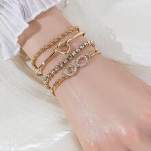 4条休闲时尚镶钻无限符号扭链手链，适合女性佩戴 - 8字無限符號 - 查看 1