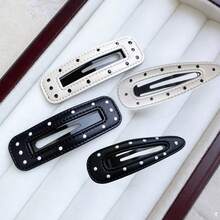 4 chiếc kẹp tóc da chấm bi đen trắng thời trang, tối giản, thanh lịch, đa năng, phù hợp cho tóc mái, kẹp tóc hai bên, dùng hàng ngày và làm quà tặng. - Nhiều màu - Xem 8