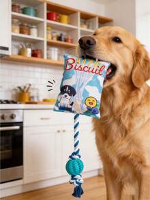 Potato Chip Shaped Dog Toy With Sound, Crinkle Paper Sound Toy, Rope Knot Interactive Treat Dispenser Chew Toy, Dental Care & Durable, Suitable For Small/Medium Dogs & Puppies - Multicolor - View 7