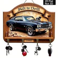 Best-Selling Flat Printed Wooden Multifunctional Key Holder, Retro Restaurant Fire Department Theme - Multicolor - View 7