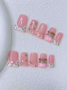 Bộ 10 móng giả Y2K Nails Chic Duckbill - Làm thủ công, móng màu hồng, móng màu trắng, móng kiểu Pháp màu trắng và hồng, vòng vàng 3D và vòng đá pha lê 3D nhiều màu sắc thủ công, họa tiết chấm bi vàng vẽ tay, điểm nhấn đá pha lê lấp lánh nhiều màu sắc, móng giả thủ công tinh tế và duyên dáng. - Nhiều màu - Xem 2