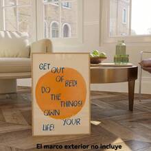 1 pieza de inspiración vintage "¡Levántate de la cama y vive tu propia vida!" Póster Artístico con Frases - Decoración de Pared en Lienzo para Dormitorio, Sala de Estar u Oficina - Diseño Estético Motivacional con Círculo Naranja - Regalo Ideal para Inauguración de Casa, Decoración de Pared para Dormitorio |   Cita Motivacional |   Estilo Clásico, Decoración de Pared - negro - Ver 6