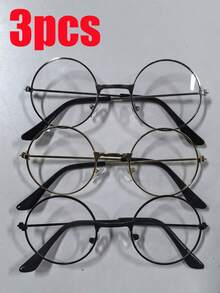 3 Pairs Retro Round Metal Children's Glasses, Suitable For Boys And Girls (Paper Glasses Case Included) - Multicolor - View 2