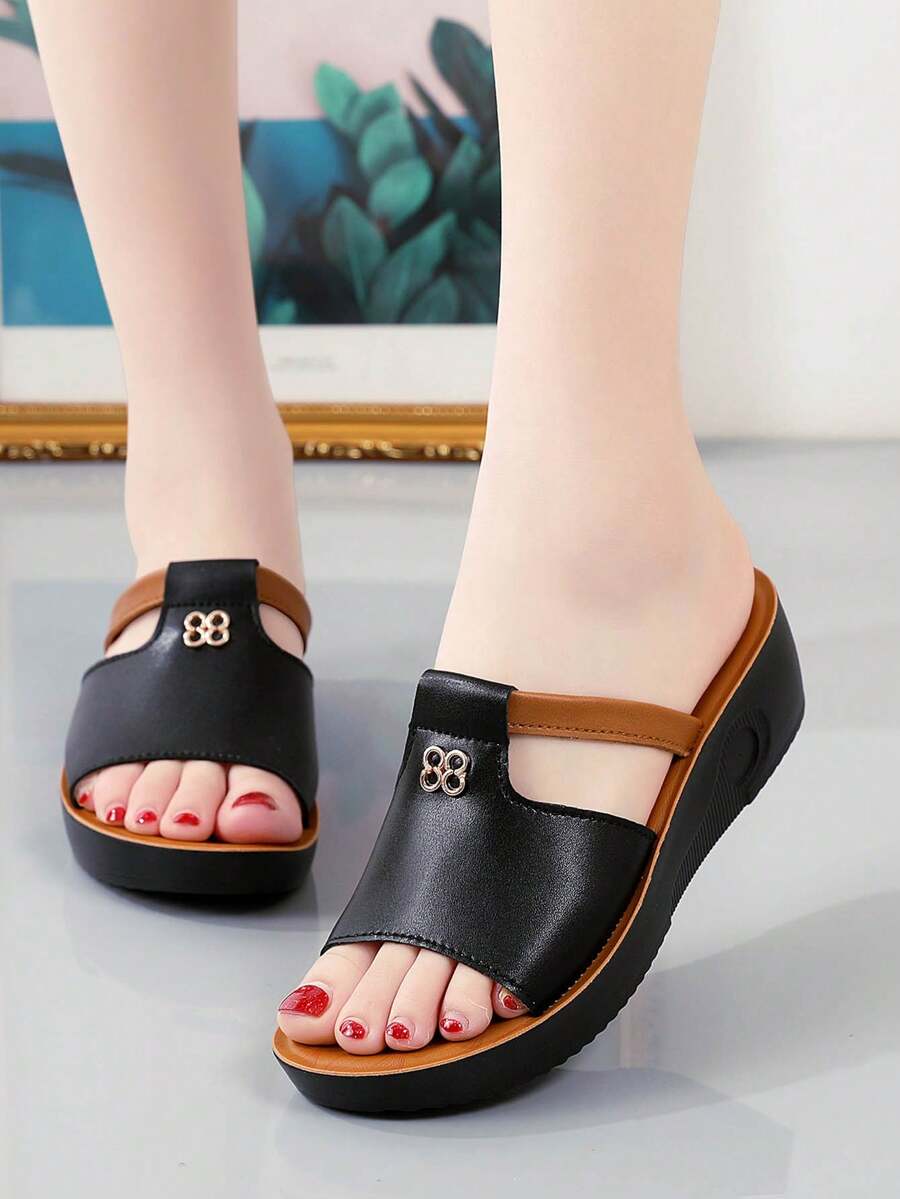 Giày sandal đế xuồng mùa hè mới cho nữ, dép đế xuồng cho nữ, sandal đế dày gót trung bình cho nữ, dép đế dày gót cao cho nữ, sandal cao gót cho nữ, dép thời trang cho nữ, dép đen cho nữ, sandal đen cho nữ, dép đế dày cho nữ, sandal đế xuồng cho nữ - đen - Xem 1