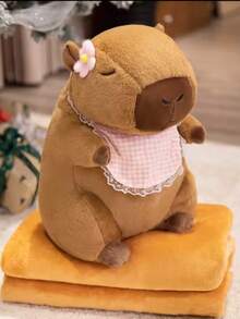 Peluche Suave con Frazada Incluida, Muñeco de Felpa Abrazo con Relleno Esponjoso y Textura Aterciopelada, Cojín Decorativo Reconfortante para Dormir, Descansar o Ver TV, Diseño Tierno con Detalles Bordados y Accesorio en Cuello, Ideal para Cama, Sofá o Habitación Infantil y Juvenil, Regalo Original para Cumpleaños o Fechas Especiales, Ligero, Lavable y Muy Cómodo para Uso Diario en el Hogar - Mandil - Ver 4