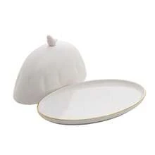 Manteigueira Wolff Birds de Porcelana 16cm x 10cm - Branco - Visão 3