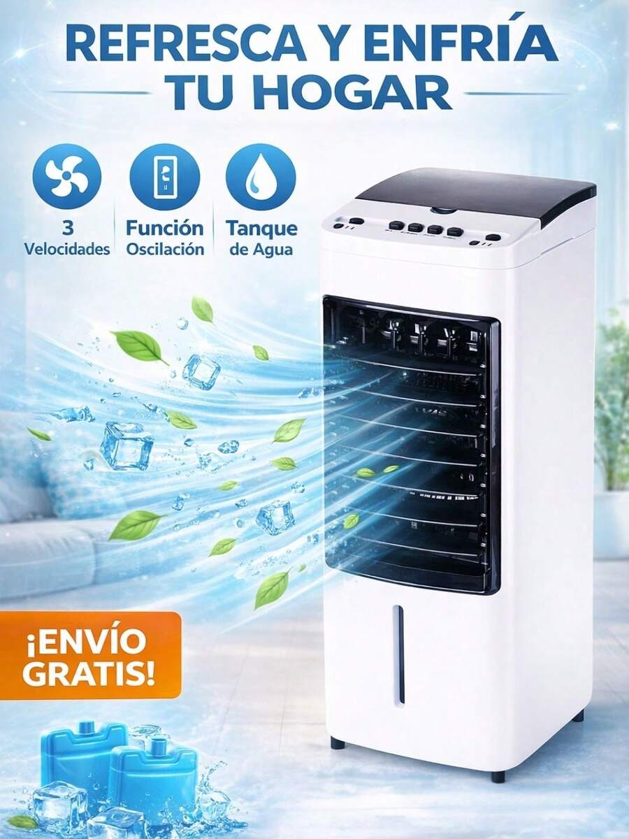 DOSYU Ventilador Portátil Enfriador Aire Acondicionado Clima Frío Color Blanco Termómetro Termostato Cooler Silencioso Abanico 3 Velocidades Ajustables Capacidad del Depósito de Agua 4.5 Litros