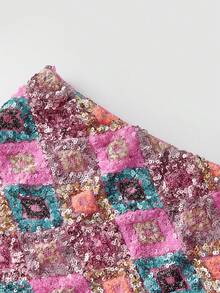 Women's Sexy Sequin Mini Skirt Y2k Color Block Sequin Embellished Sparkly Bodycon Short Skirt Glitter Pencil Skirt Night Club Rave Party Outfit Beach Vaction Streetwear - 西瓜粉 - 查看 5