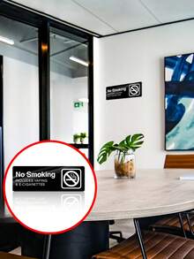 1pc Acrylic Office/Business Sign Board, English Warning Sign For Private Area, Surveillance Zone, Restroom, No Smoking In Public Area - Multicolor - View 3