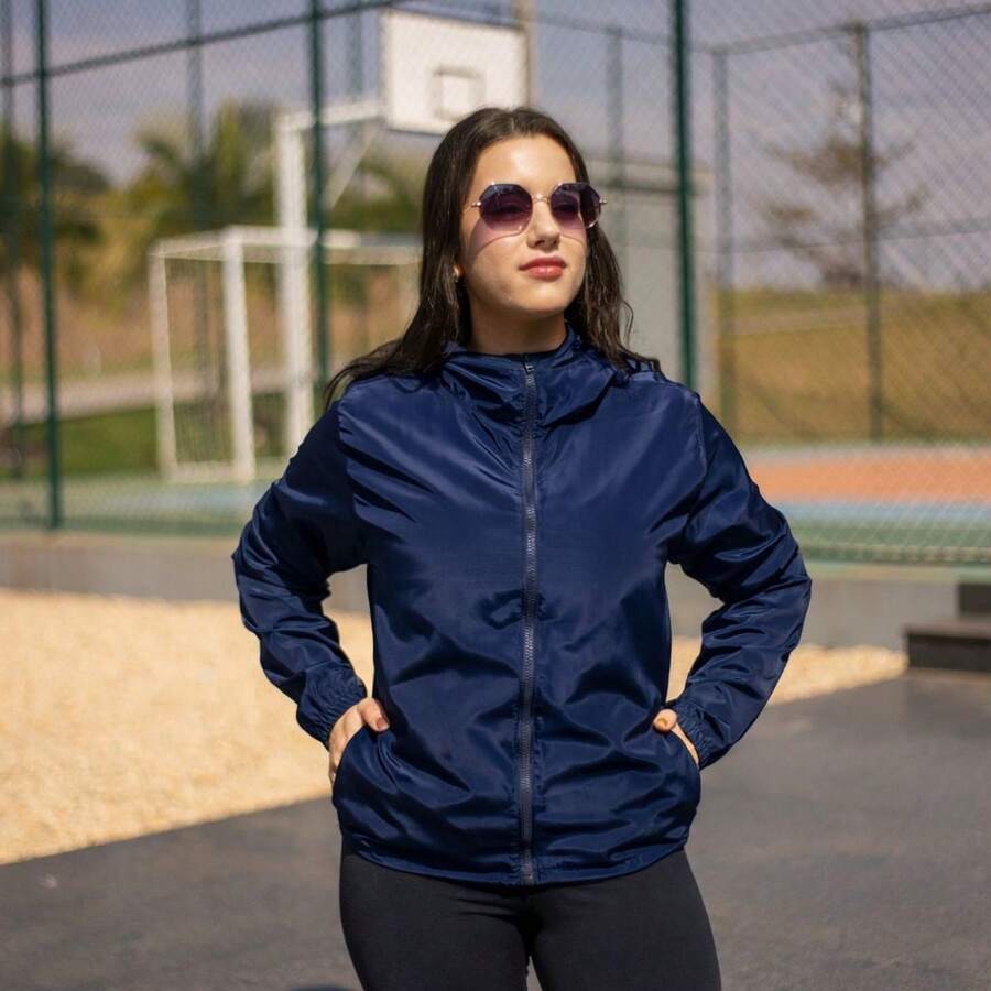 Women's Windbreaker Jacket, Semi-Lined, Water-Resistant, Ultra-Lightweight, Sporty - 藏蓝色 - 查看 1