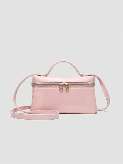 حقيبة كروس مربعة من جلد البولي يوريثان بلون واحد، مناسبة للموضة اليومية للنساء والخروجات