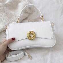 Elegant Structured Medium Luxury Women's Handbag With Removable Crossbody Strap And Short Fixed Hand Strap - 白色 - 查看 12