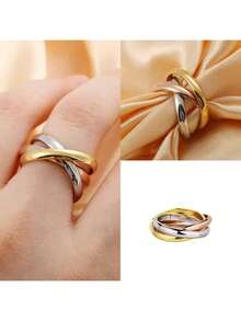 3 chiếc nhẫn tròn bằng thép không gỉ, thích hợp làm quà tặng cho bạn gái. - Nhiều màu - Xem 4