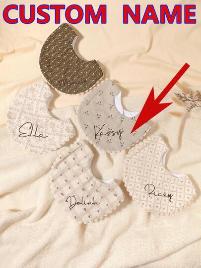 1pc Customized Embroidered Name Baby Bib, Decorative Drool Cloth, Great Gift For Baby Boys And Girls