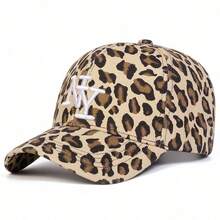 1pc Women Leopard Print LA Baseball Cap, Adjustable Outdoor Sun Protection Casual Hat, Suitable For Spring, Autumn Traveling, Beach Party - Apricot - View 4