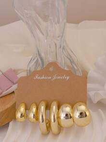 New Fashionable Minimalist Creative Personalized C-Shape Water Drop Tassel Earrings - Gold - View 3