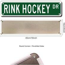 Rink Hockey Street Sign, Rink Hockey, Rink Hockey Wall Decor Home Office Garage Man Cave Plaque Quality Metal Sign 16x4 Inch - Multicolor - View 2