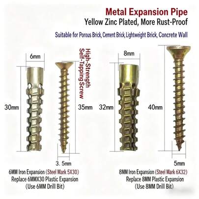 50 sets de pernos de expansión metálicos y manguitos de expansión, incluye tornillos autorroscantes y tornillos autoperforantes, adecuados para conexiones de expansión de pared, material: pernos de expansión de plástico y pernos de expansión de nailon, colores: dorado o colores brillantes, tamaños: M6 y M8