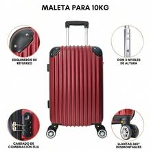 Maleta De Mano Para 10 Kg Ligera Rigida Impermeable - Burdeos - Ver 3