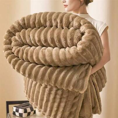 180cm*200CM   Manta de Felpa Gruesa con Textura de Rayas – Suave y Cálida para Invierno